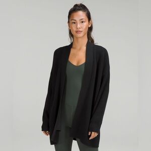 Lululemon Merino Wool Ribbed Cardigan Size 6 Oversized Open Front Pockets